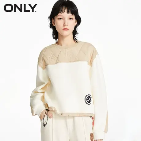 ONLY落肩短款宽松撞色圆领长袖套头卫衣女|12249S030图片