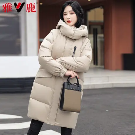 雅鹿羽绒服女中长款2022冬季新款休闲宽松面包服保暖连帽外套高端商品大图