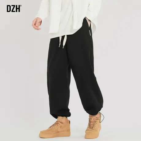 男士高街痞帅裤子男春夏款抽绳束脚裤2023年新款黑色直筒裤运动裤商品大图