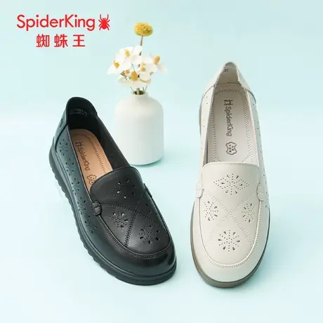 SPIDER KING/蜘蛛王女单鞋真皮2025春商场新款老人鞋透气舒适软底图片
