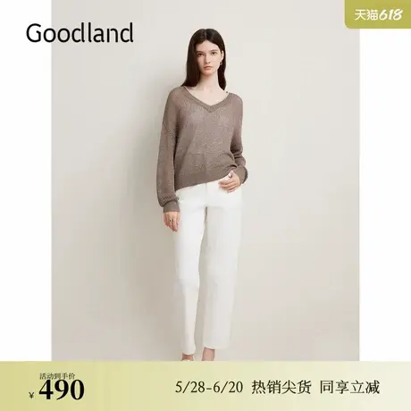 【天丝系列】Goodland美地春季细闪网眼莱赛尔针织衫图片