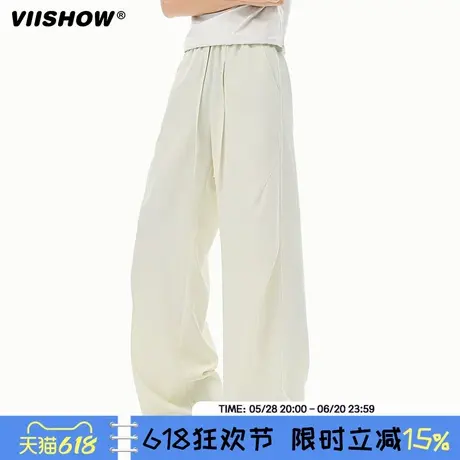 VIISHOW日系薄款垂感冰丝裤男夏潮牌休闲弯刀拖地裤直筒阔腿裤子商品大图
