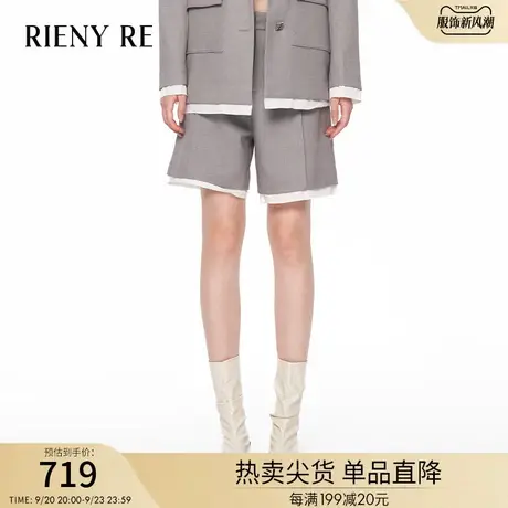 RIENYRE短裤女2023秋冬季新款设计感工装高腰显瘦西裤宽松五分裤商品大图