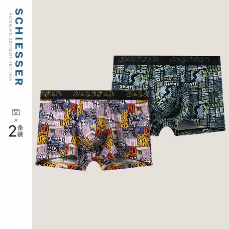 2条装SCHIESSER舒雅男士棉莫代尔柔软亲肤印花平角内裤23270T商品大图