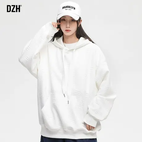 男士白色连帽卫衣男冬款宽松美式潮牌外套2023新款秋季情侣装上衣图片