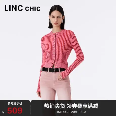 LINCCHIC金羽杰针织衫2023年新款朋克学院感针织开衫女S233CR400Y商品大图