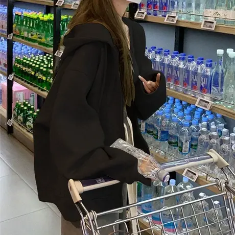 卫衣oversize超火宽松帽衫女潮牌ins学院风加绒外套新款秋装上衣图片