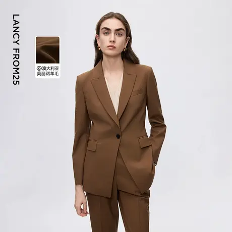 朗姿复古摩登西装一粒扣外套通勤美拉德西服女2025年冬季新款图片