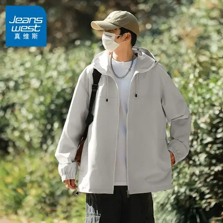 N5真维斯外套男2025秋季新款美式连帽上衣服男士春秋户外冲锋夹克商品大图