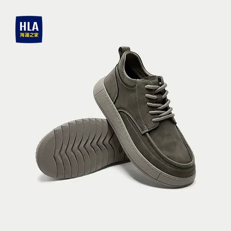 HLA/海澜之家工装户外靴子男25新圆头系带橡胶保暖耐磨纯色鞋子男商品大图