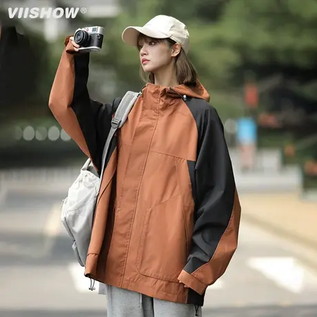 VIISHOW户外冲锋夹克外套男春秋季2023新款潮牌时尚登山服连帽夹商品大图