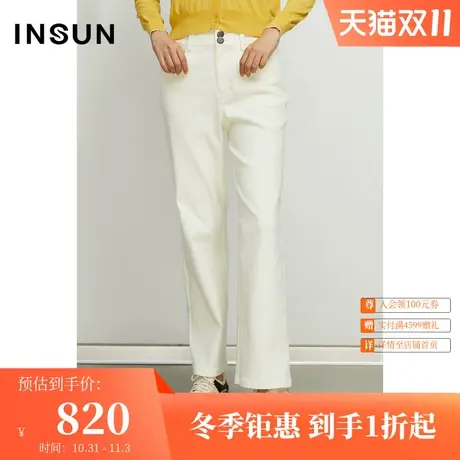 恩裳2022春季简约时尚直筒弹力柔软透气纯色牛仔裤商品大图