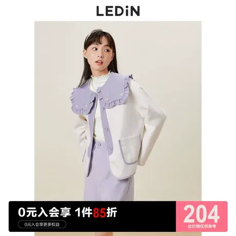 乐町大翻领拼接外套休闲秋季新款甜美短外套女宽松设计感小众图片