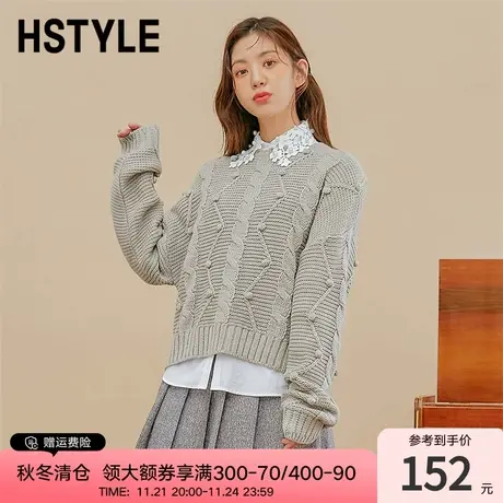 韩都衣舍上衣女秋冬年宽松时尚打底长袖套头毛衣针织衫商品大图
