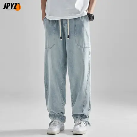 牛仔裤男春夏薄款2023年男裤宽松九分夏天潮直筒束脚阔腿休闲裤子图片