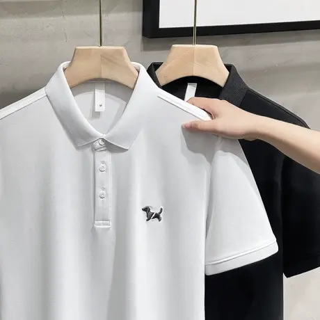 polo衫男短袖潮牌高端翻领夏季丝光棉针织保罗衫 小狗刺绣t恤男士商品大图