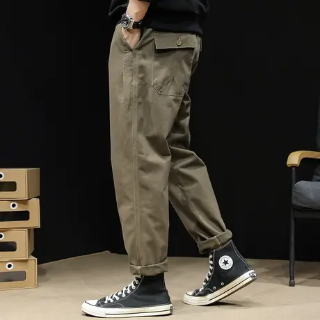 直筒休闲裤男士春季2024新款宽松大码潮百搭纯棉裤子男春秋款男裤商品大图