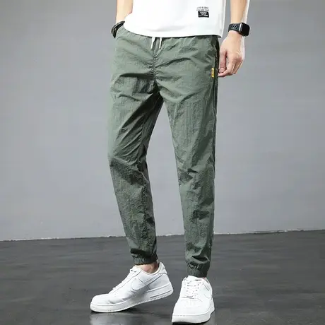 男裤夏季超薄款速干冰丝运动休闲裤男士直筒束脚束腿宽松紧青少年图片