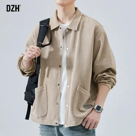 男士翻领开衫卫衣外套男春秋款潮高级感休闲夹克男款2023新款上衣商品大图