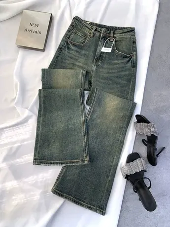 代嘉儿同款复古牛仔喇叭裤女2024春季新款显瘦百搭高腰弹力马蹄裤图片