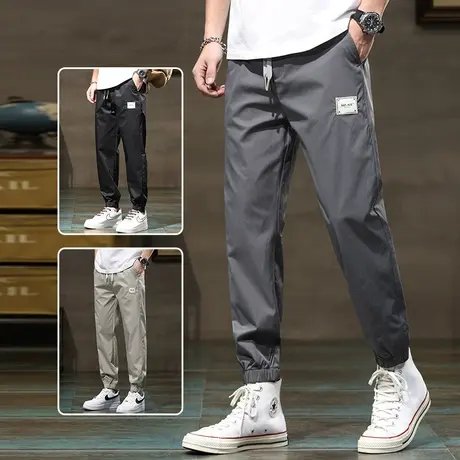 秋季春秋款潮牌工装休闲裤男士束脚宽松紧腰九分哈伦裤子男款夏季商品大图
