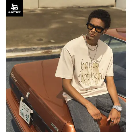 Lilbetter短袖T恤男款美式街头体恤潮牌圆领衣服夏季百搭五分袖LB图片