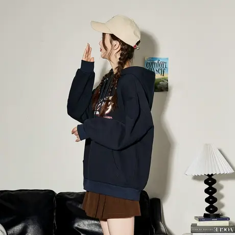 唐狮2023秋冬款卫衣女加绒宽松oversize美式复古连帽上衣12.19图片