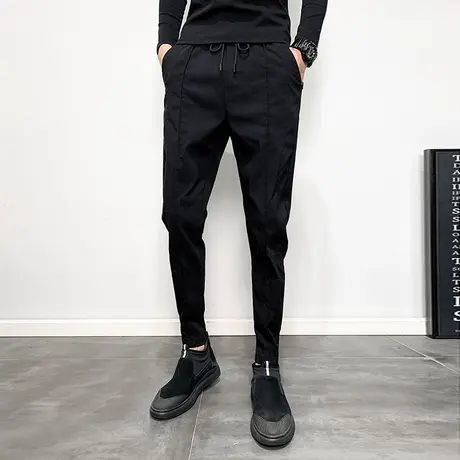 2023秋季新潮男纯色休闲裤网红潮牌潮流时尚百搭发型师小脚哈伦裤商品大图