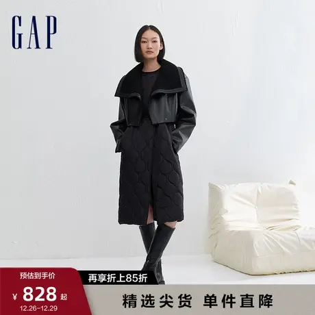 Gap女装冬季新款仿皮毛棉背心裙夹克两件装个性潮流套装840919图片