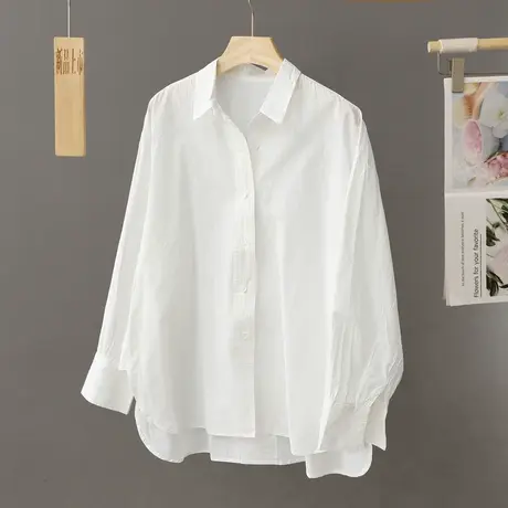白色衬衫女叠穿早春秋上衣2024新款设计感小众高级感宽松休闲衬衣图片