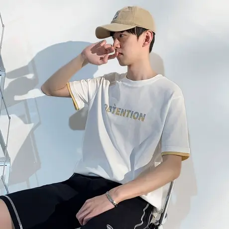 唐狮纯棉短袖t恤夏季男士潮休闲宽松圆领打底衫韩版半袖夏装内搭4图片