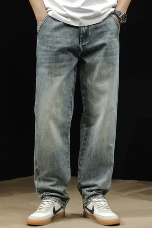 锥形直筒牛仔裤男2024新款春季浅色裤子宽松大码春秋男士潮牌男裤商品大图