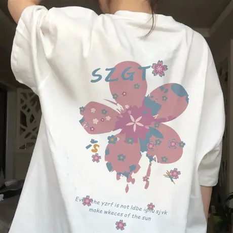 重磅纯棉短袖t恤女ins潮夏季宽松显瘦oversize小众设计感上衣半袖商品大图