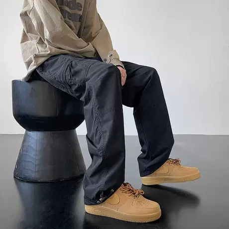 美式冲锋裤男春秋登山裤运动休闲痞帅裤子宽松直筒工装裤2024新款商品大图