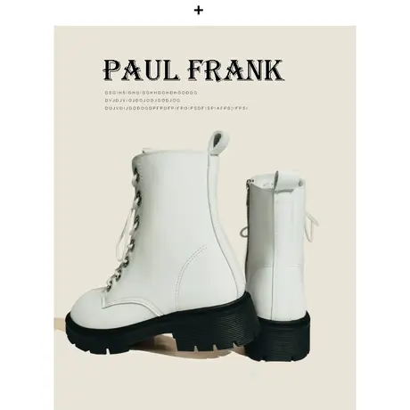 大嘴猴加绒马丁靴女鞋2023春季新款英伦风百搭增高中筒女秋冬单靴商品大图