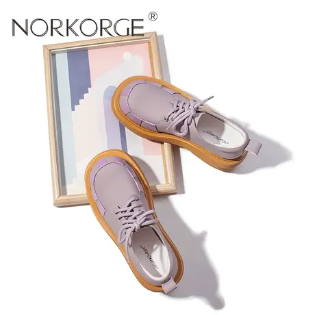 文艺灰紫色系带时装单鞋图片