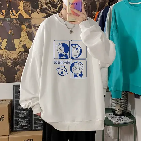 圆领卫衣男春秋季ins潮流长袖内搭卡通动漫宽松多啦a梦休闲打底衫商品大图