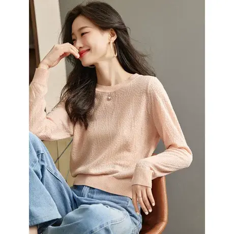 温柔淑女风套头针织衫衫2023年早秋新款温柔宽松显瘦通勤百搭上衣商品大图