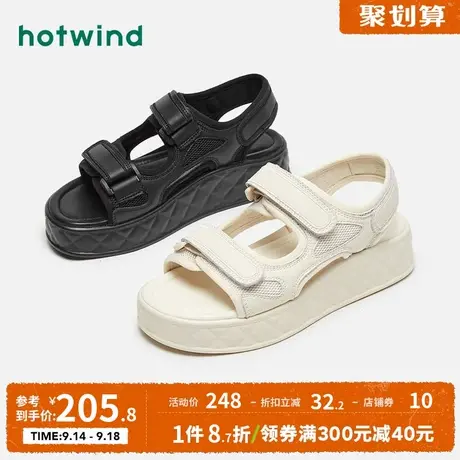 热风2023年夏季新款女士时尚松糕底休闲凉鞋潮流百搭时装凉鞋女图片