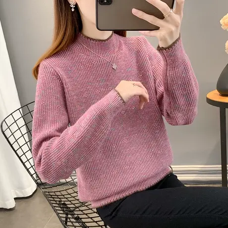 半高领毛衣宽松套头打底衫女春装2023年新款内搭爆款洋气针织衫女图片