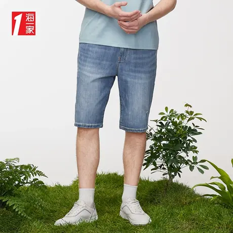 海一家时尚猫须牛仔裤2023夏季新款大众休闲青年男士牛仔中裤商品大图