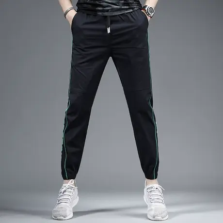 夏季冰丝休闲裤男2023新款黑色潮流修身束脚弹力百搭春季男士裤子商品大图