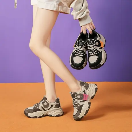 exull/依思Q老爹鞋女2024春季新款内增高网红加绒百搭学生跑步鞋图片