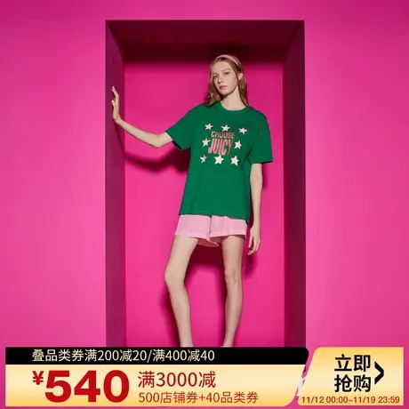 Juicy Couture橘滋23新款啦啦队印花阔版女T恤图片