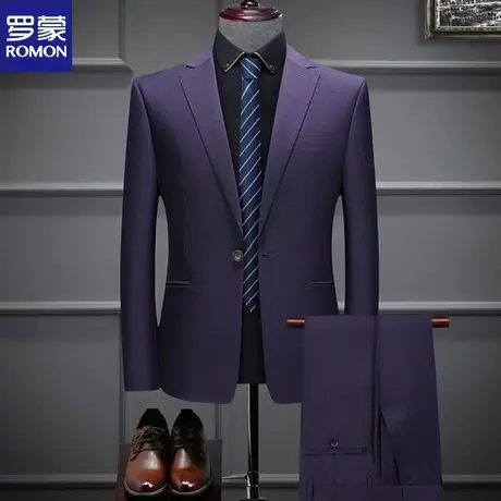 罗蒙西服套装男士中青年新款新郎结婚正装商务休闲小西装男两件套图片