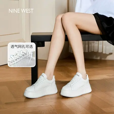 Nine West/玖熙厚底小白鞋女2025夏季新款真皮透气不闷脚休闲女鞋图片