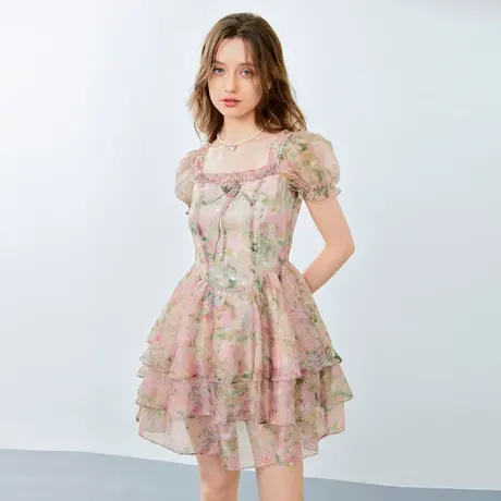 【小野新泽联名】乐町夏新款玛德琳玫瑰心动连衣裙C1FAE2231商品大图
