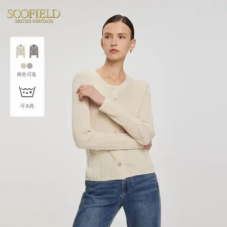 【可水洗】Scofield女空调衫设计感肌理圆领针织开衫2025夏季新品商品大图