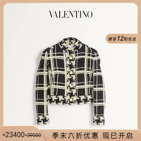 [季末优惠]华伦天奴VALENTINO女士超大方格纹粗花呢卡班外套图片