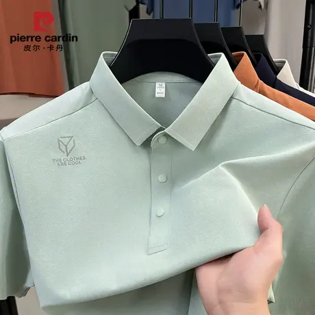 皮尔卡丹POLO衫男夏季冰丝时尚半袖商务中青年轻奢休闲翻领t恤图片